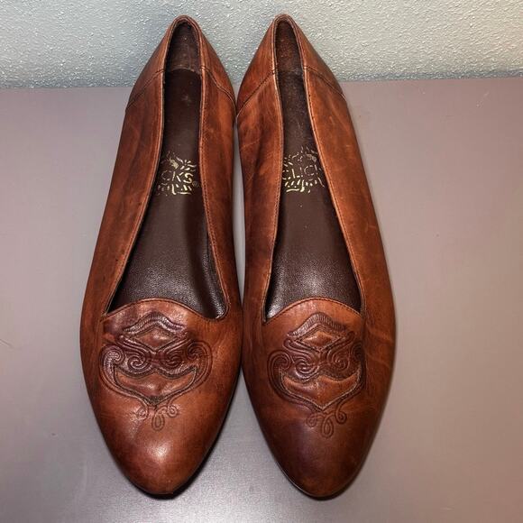 Clicks Womens Brown Leather Embossed Flats Slip On Shoes Size 7.5 B Brazil - Picture 4 of 10